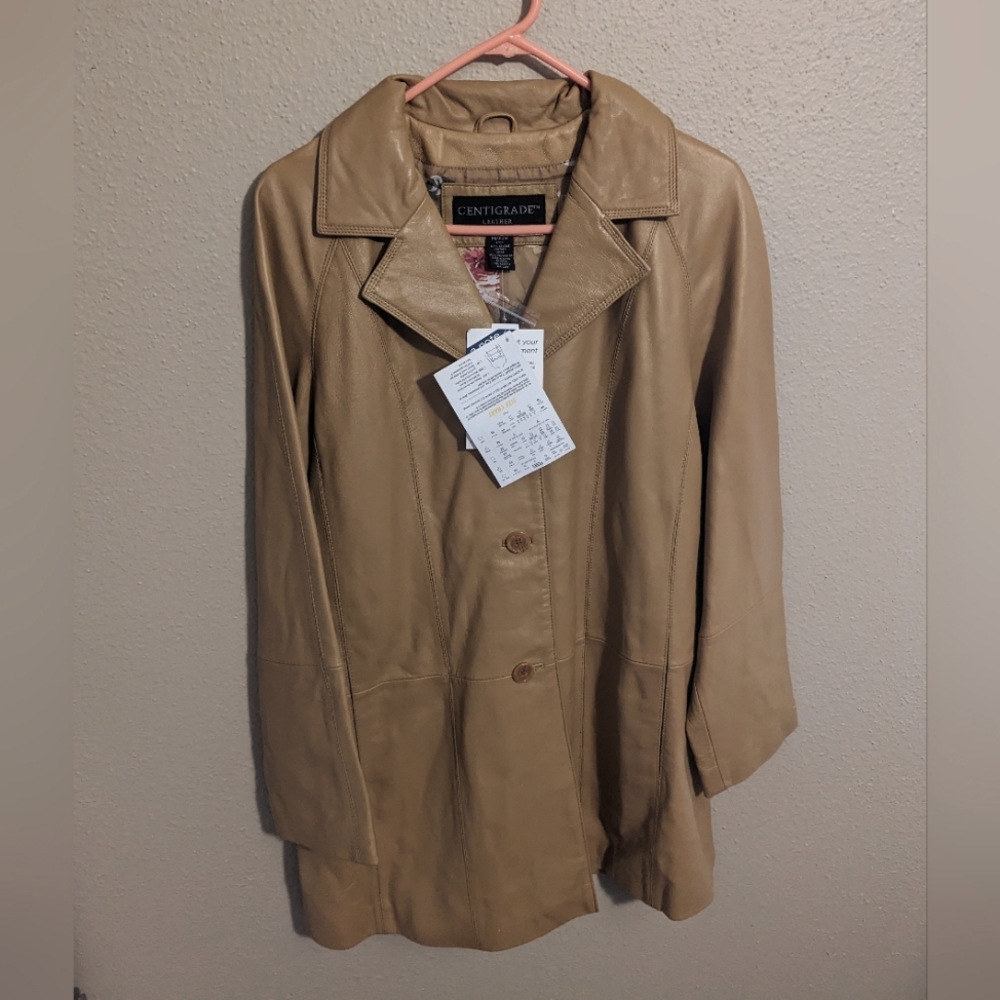 Centigrade Floral-Lined Leather Jacket